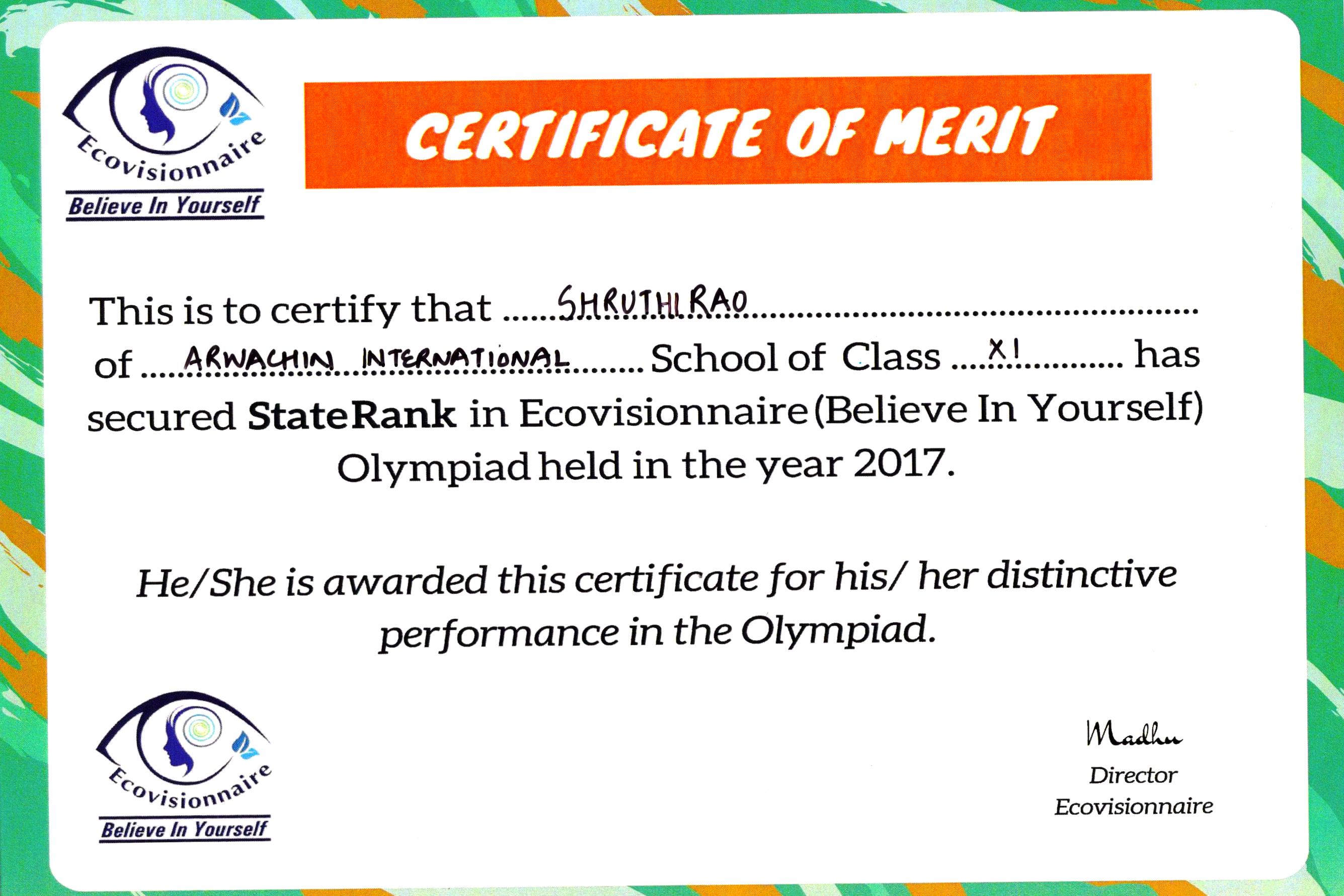 Certificates Of Merit